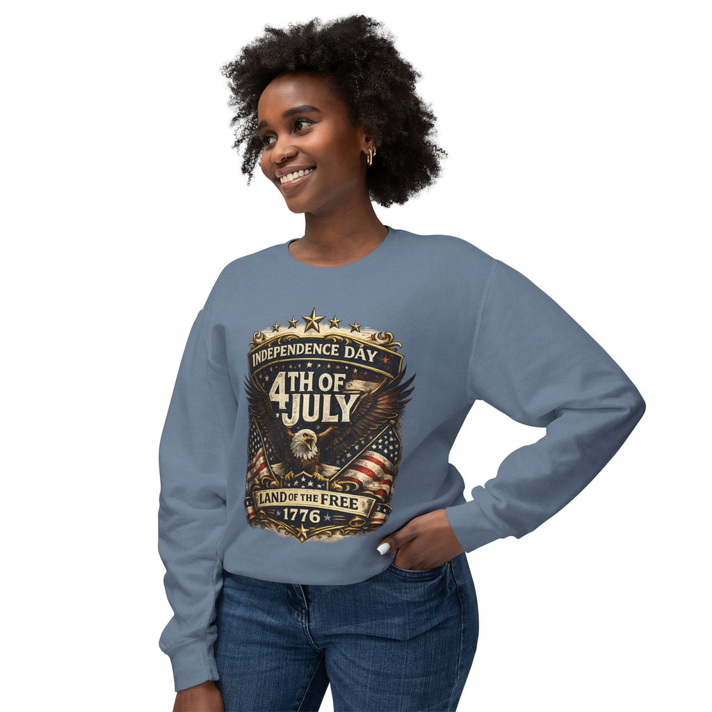 4th of July Crewneck Sweatshirt — Independence Day Eagle "Land of the Free 1776"