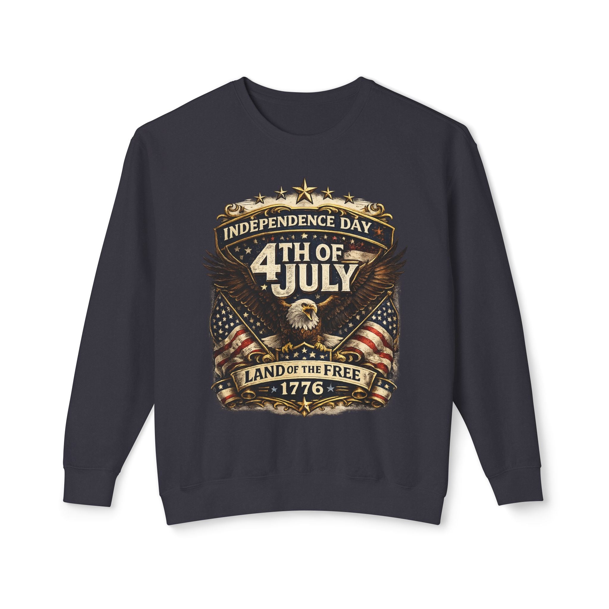 4th of July Crewneck Sweatshirt — Independence Day Eagle "Land of the Free 1776"