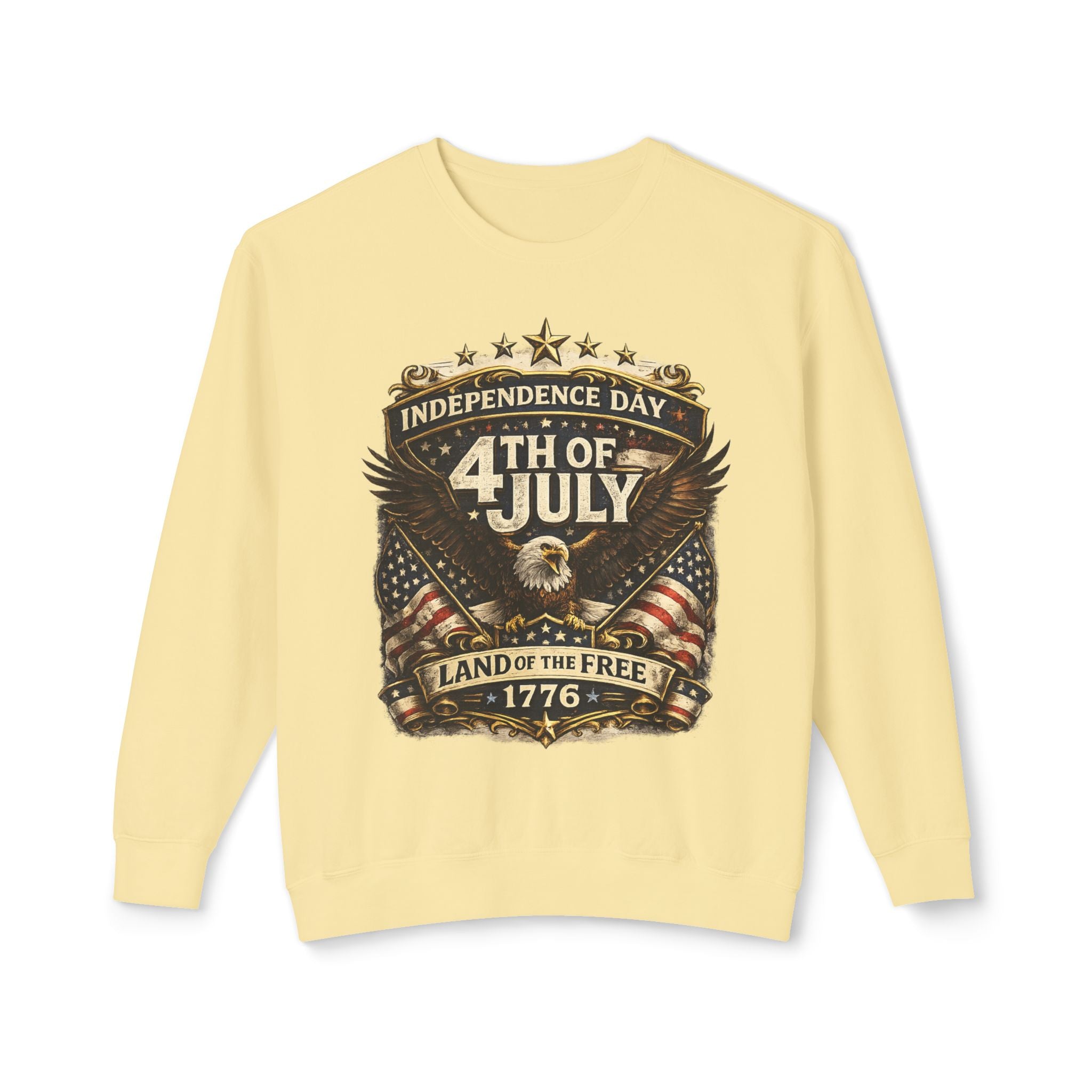 4th of July Crewneck Sweatshirt — Independence Day Eagle "Land of the Free 1776"