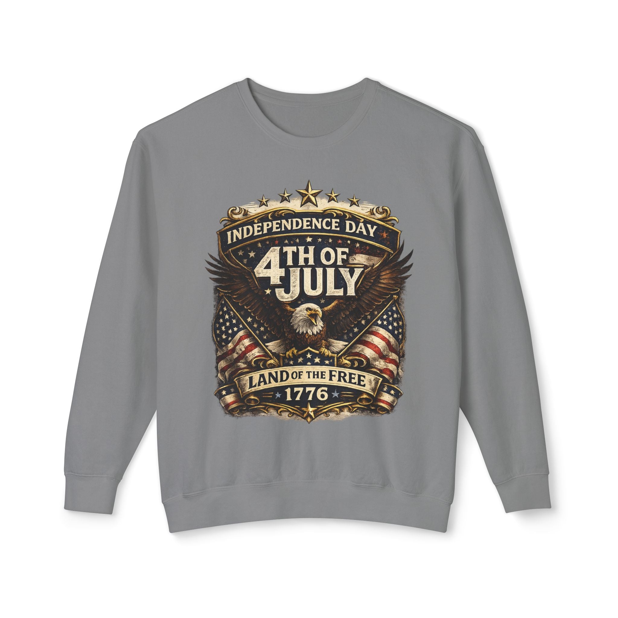 4th of July Crewneck Sweatshirt — Independence Day Eagle "Land of the Free 1776"