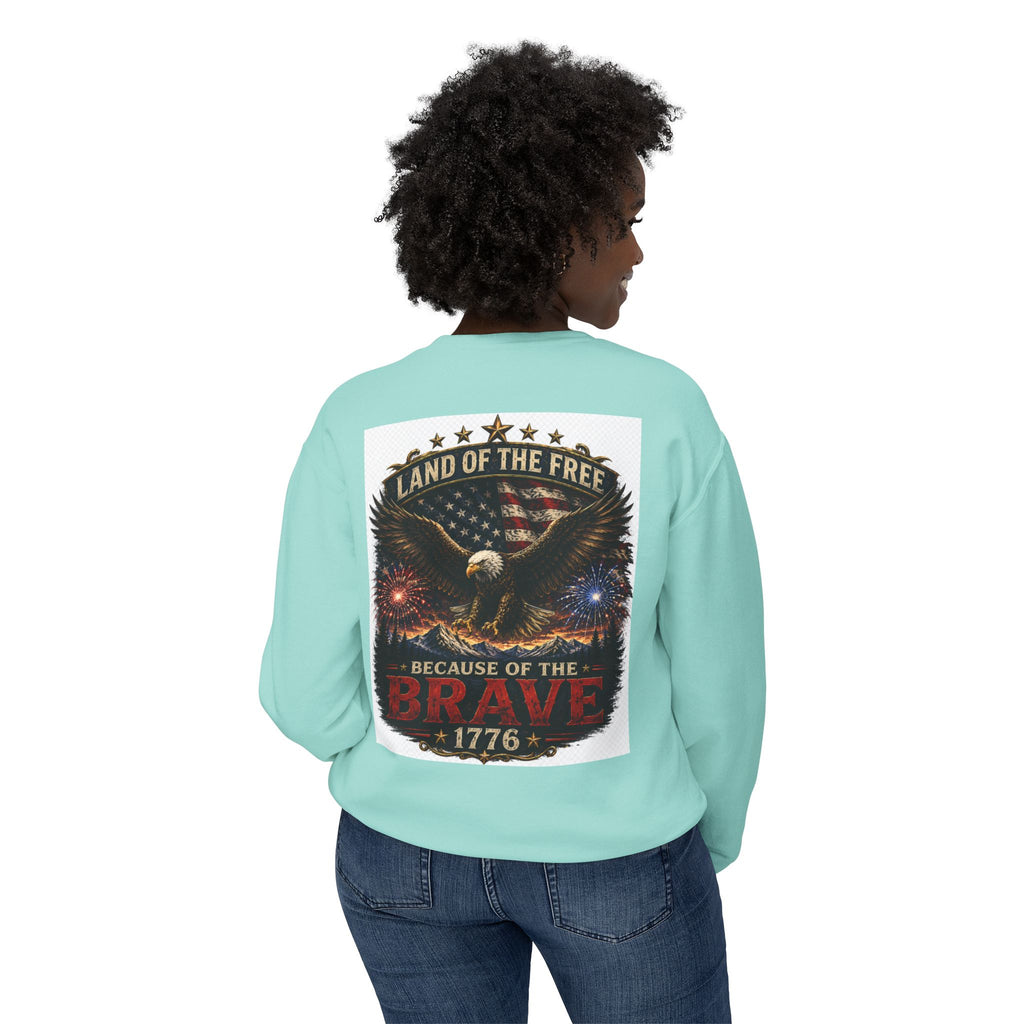 4th of July Crewneck Sweatshirt — Independence Day Eagle "Land of the Free 1776"