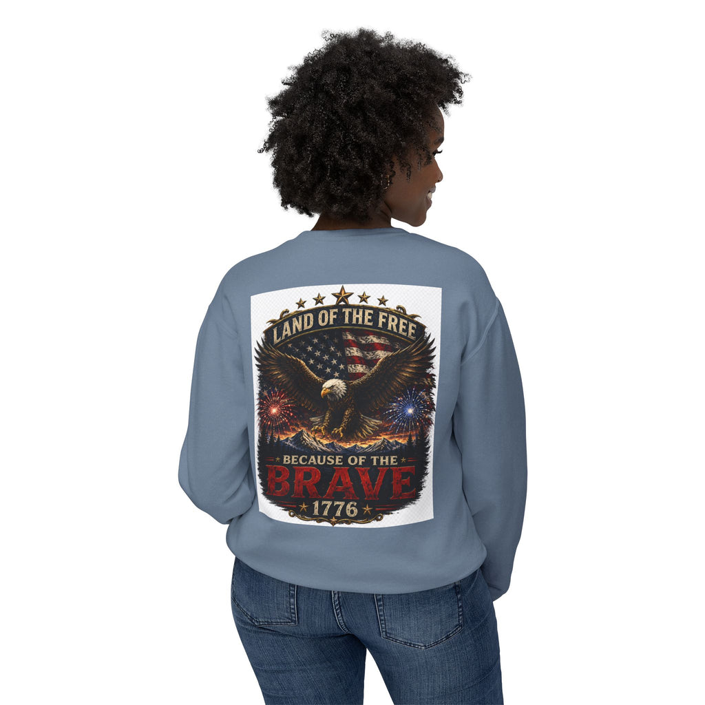 4th of July Crewneck Sweatshirt — Independence Day Eagle "Land of the Free 1776"