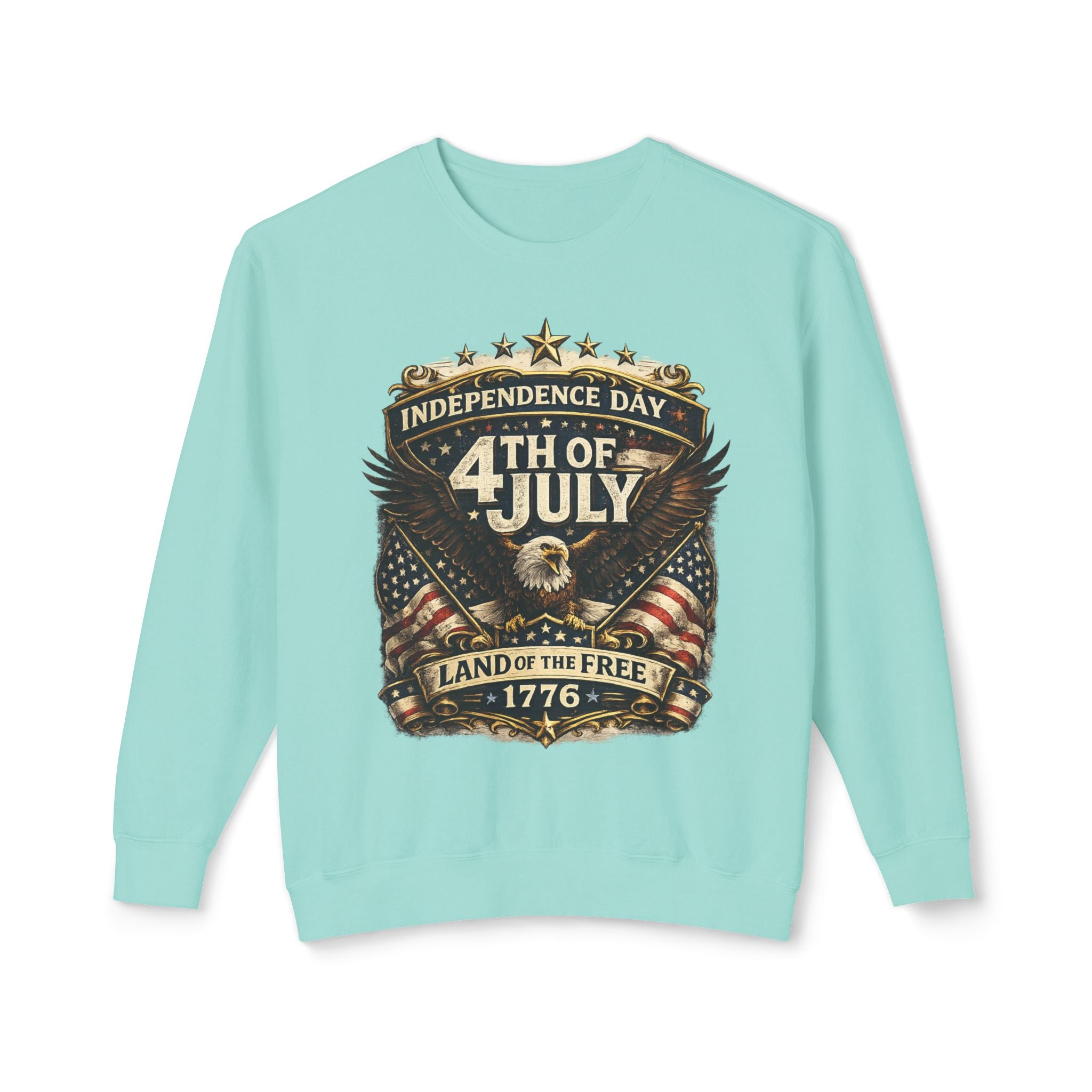 4th of July Crewneck Sweatshirt — Independence Day Eagle "Land of the Free 1776"