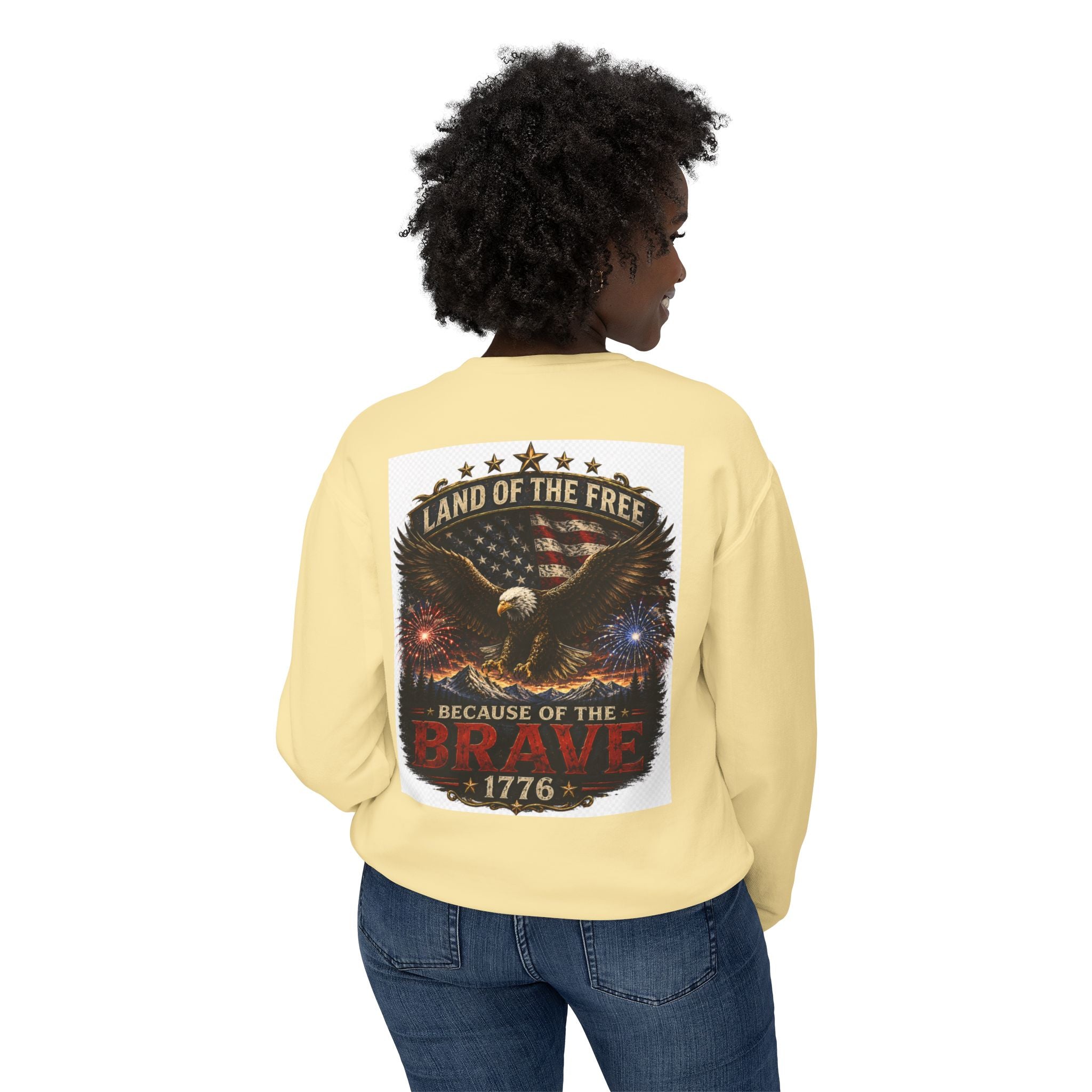 4th of July Crewneck Sweatshirt — Independence Day Eagle "Land of the Free 1776"