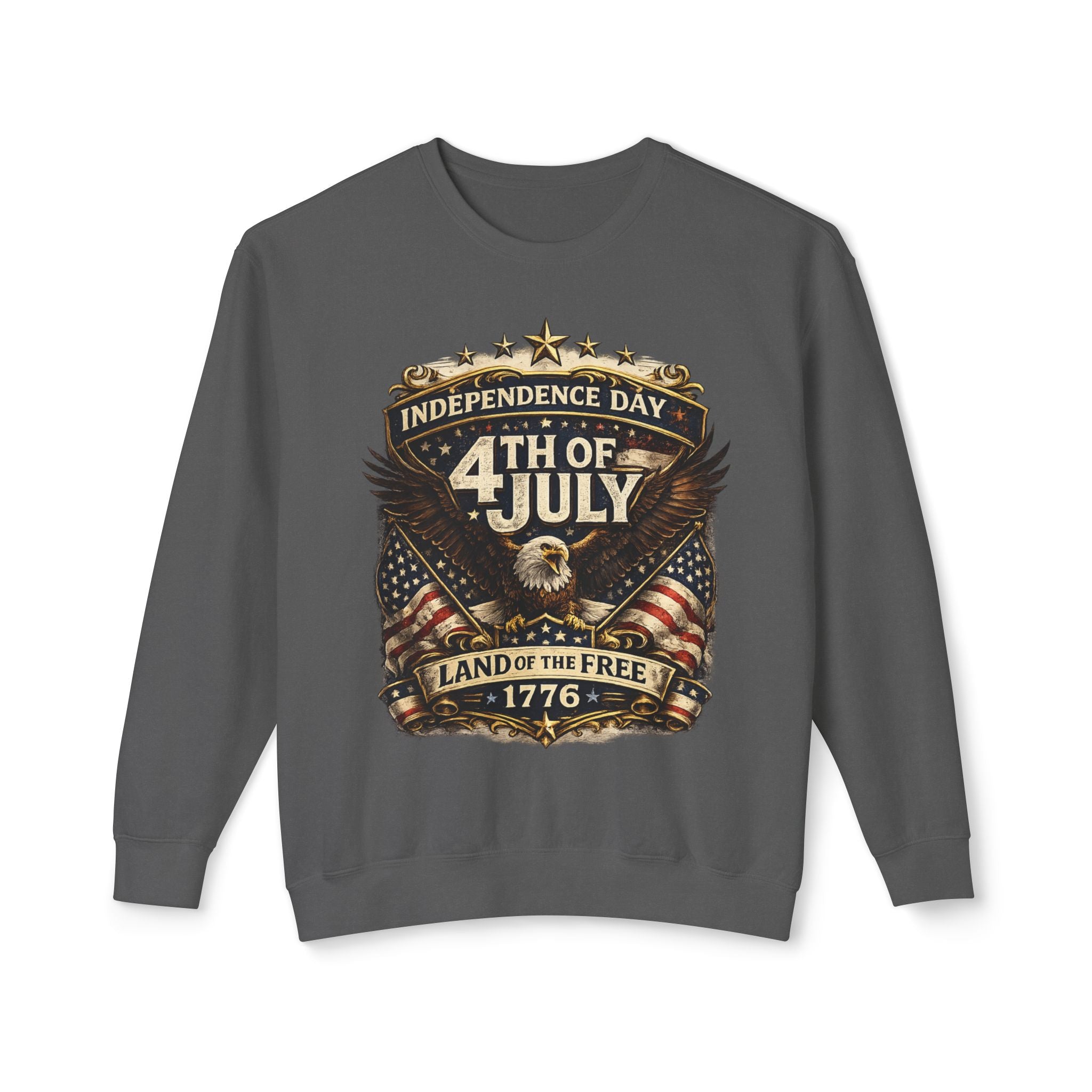 4th of July Crewneck Sweatshirt — Independence Day Eagle "Land of the Free 1776"