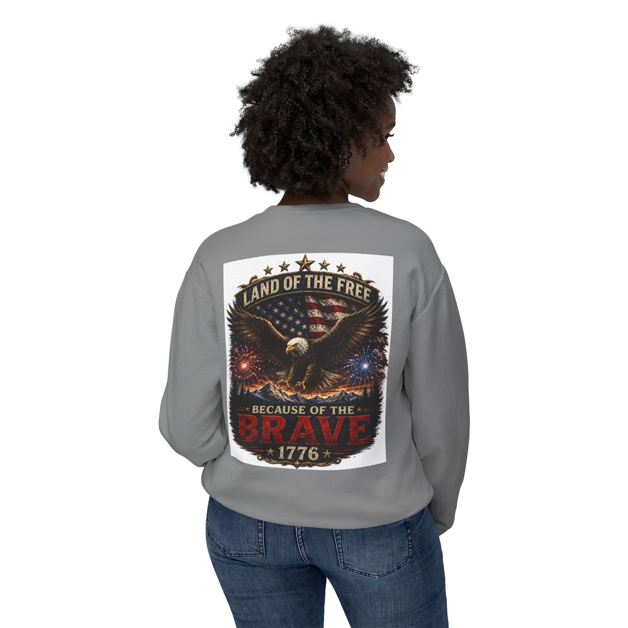 4th of July Crewneck Sweatshirt — Independence Day Eagle "Land of the Free 1776"
