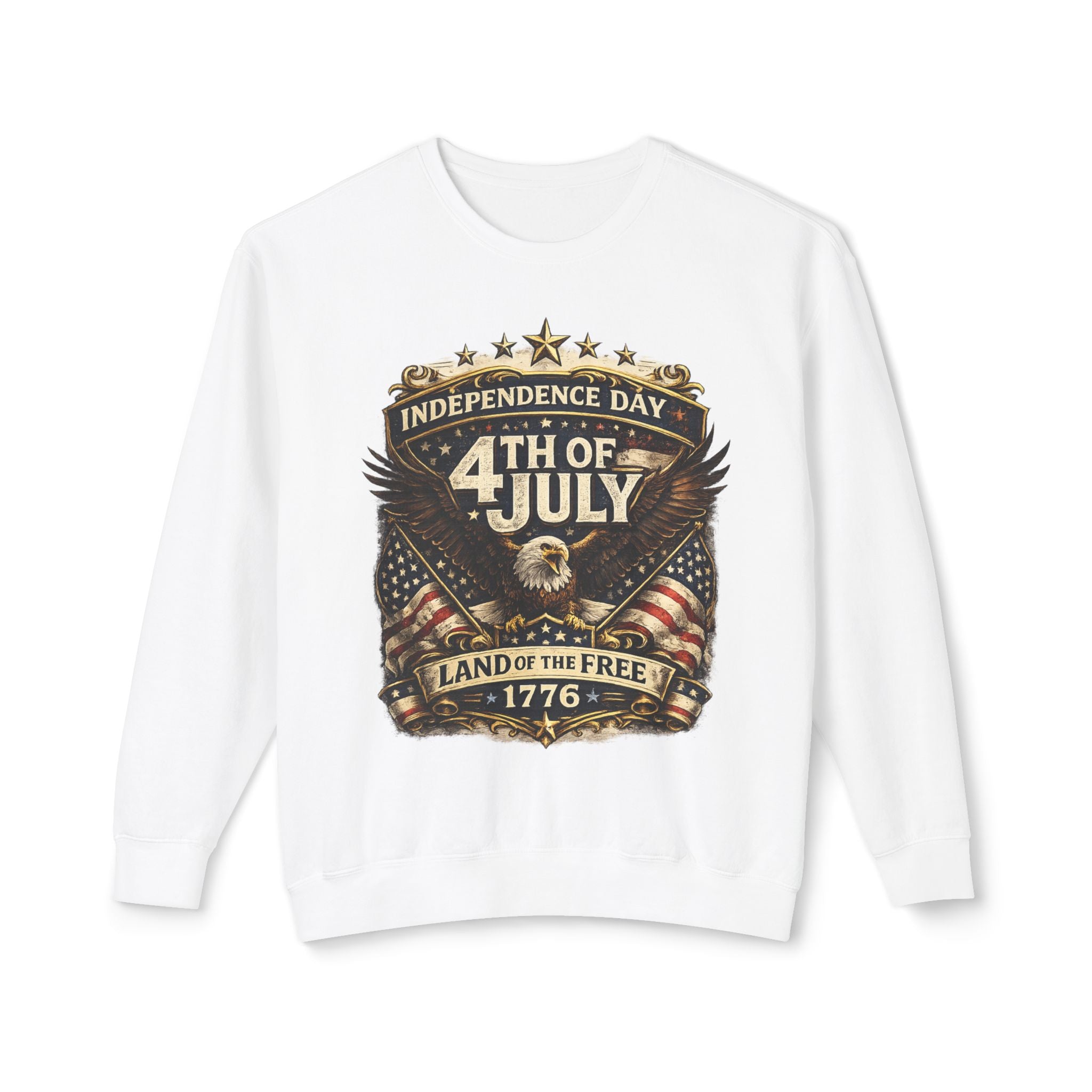 4th of July Crewneck Sweatshirt — Independence Day Eagle "Land of the Free 1776"