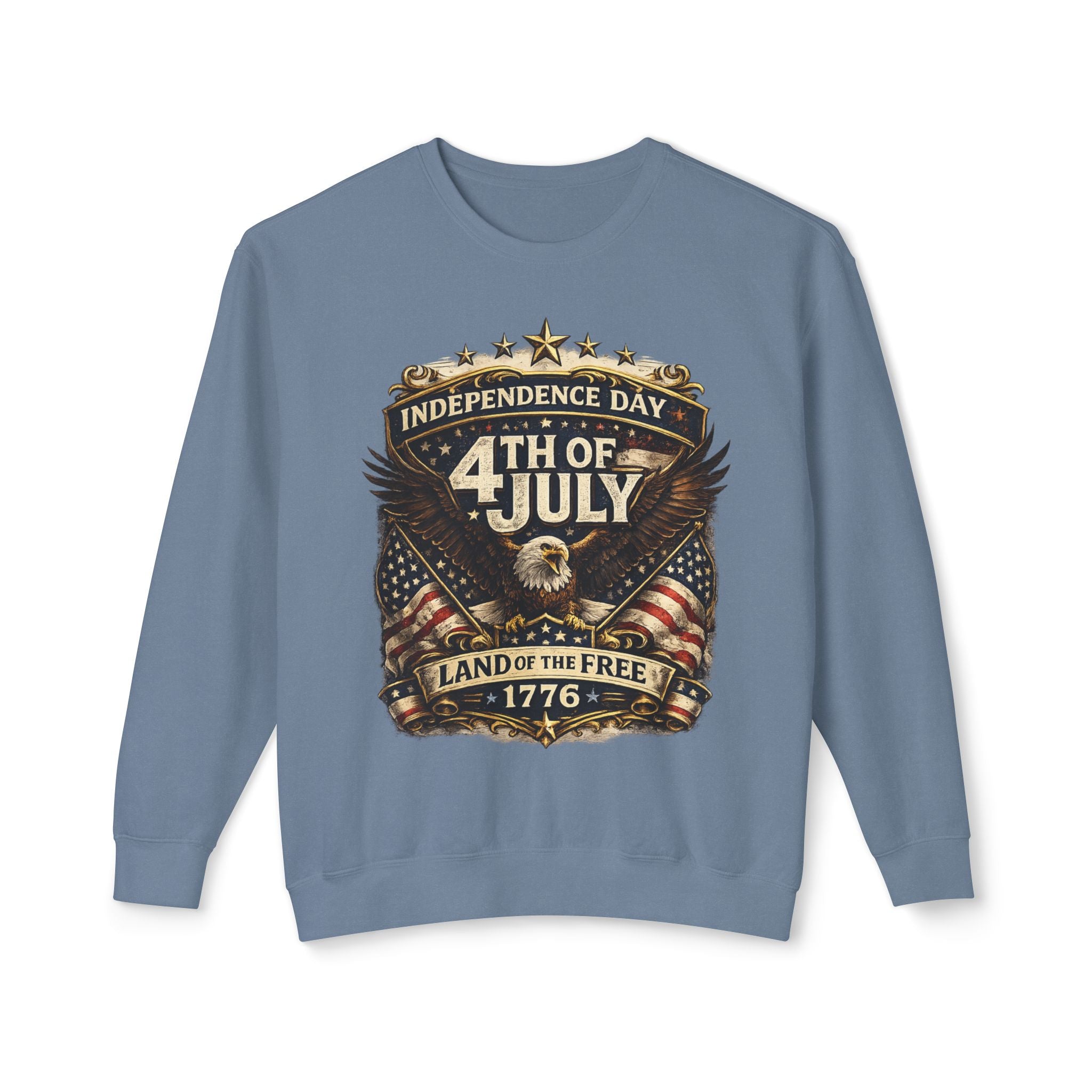 4th of July Crewneck Sweatshirt — Independence Day Eagle "Land of the Free 1776"