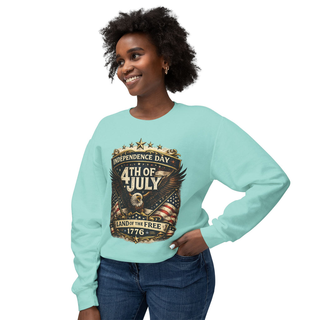 4th of July Crewneck Sweatshirt — Independence Day Eagle "Land of the Free 1776"