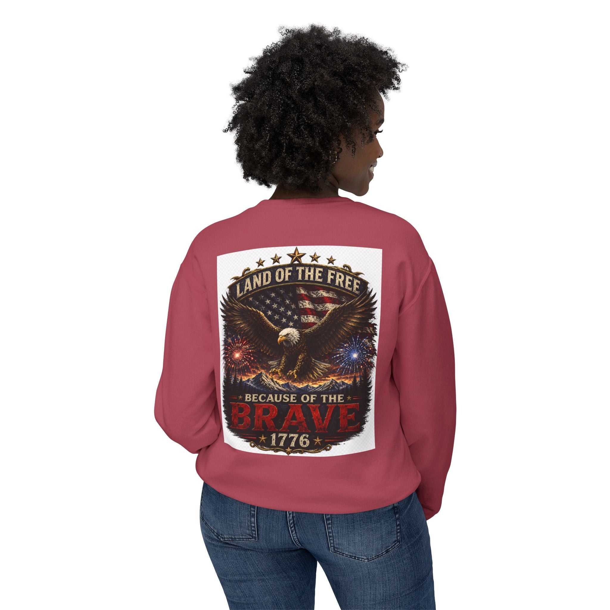4th of July Crewneck Sweatshirt — Independence Day Eagle "Land of the Free 1776"